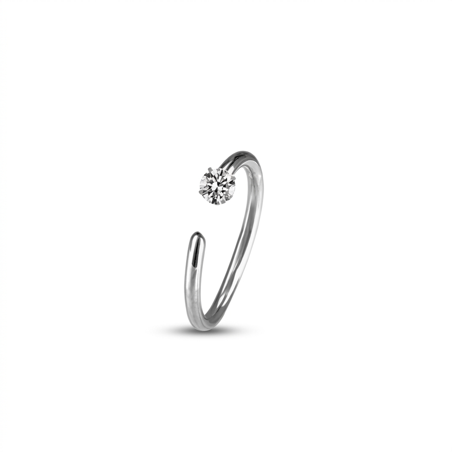 Piercing con zircone rotondo, quadrato, a stella, a cuore e  in Acciaio Chirurgico 316L - Piercing per nostril