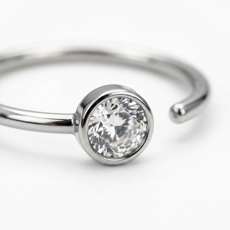Piercing con zircone in acciaio chirurgico 316L - Piercing per naso