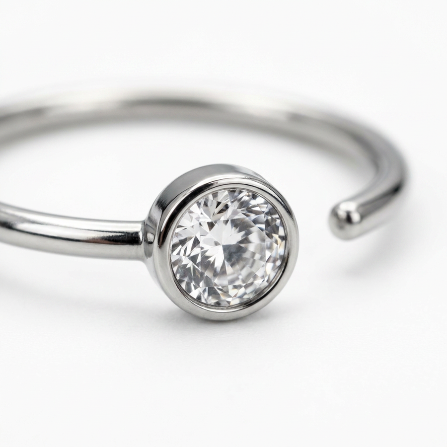 Piercing con zircone in acciaio chirurgico 316L - Piercing per naso