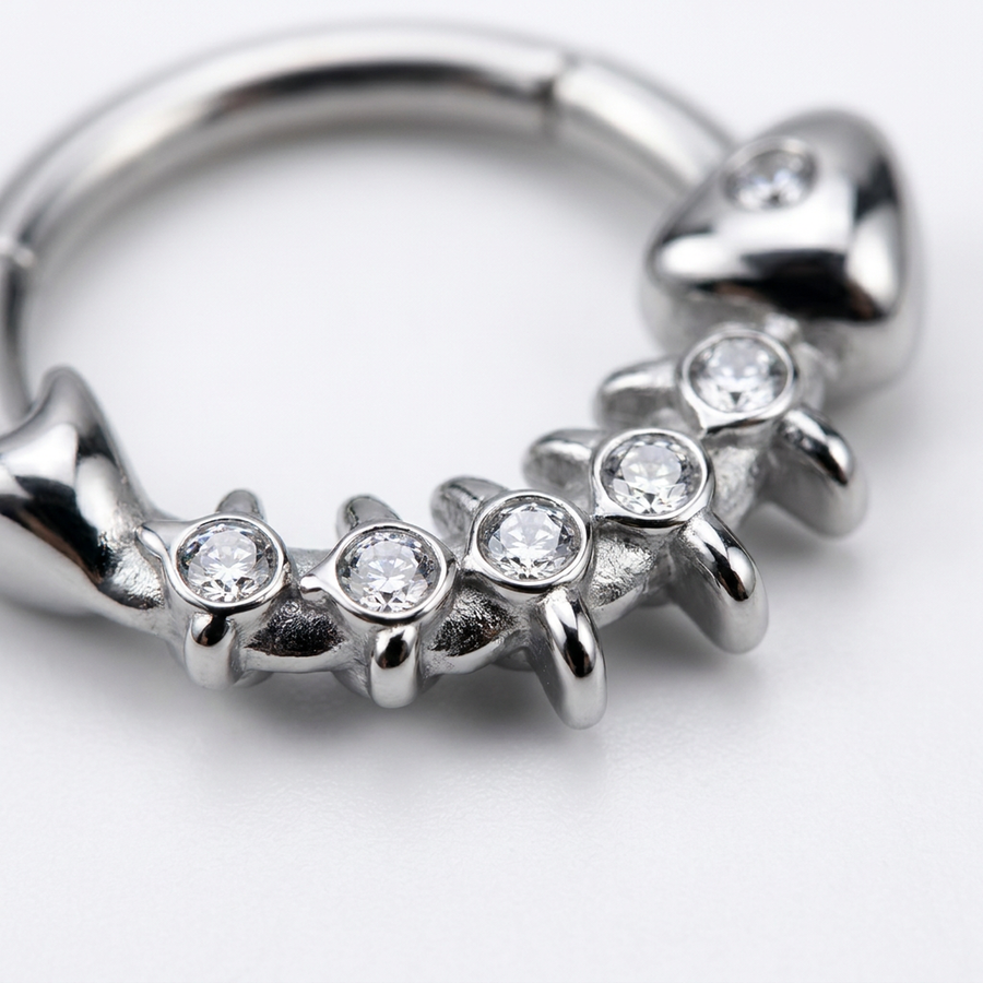 Piercing con pesce e zirconi in Acciaio Chirurgico 316L - Piercing per lobo, helix, daith, septum