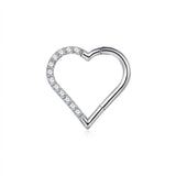 Piercing a cuore con zirconi in Acciaio Chirurgico 316L - Piercing per helix, daith, septum