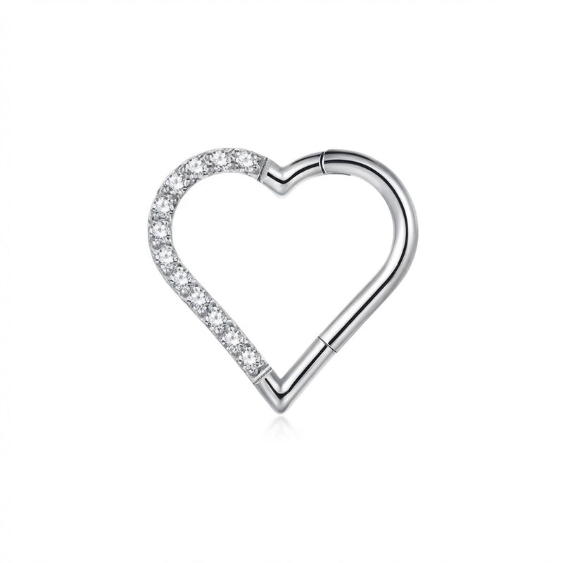 Piercing a cuore con zirconi in Acciaio Chirurgico 316L - Piercing per helix, daith, septum