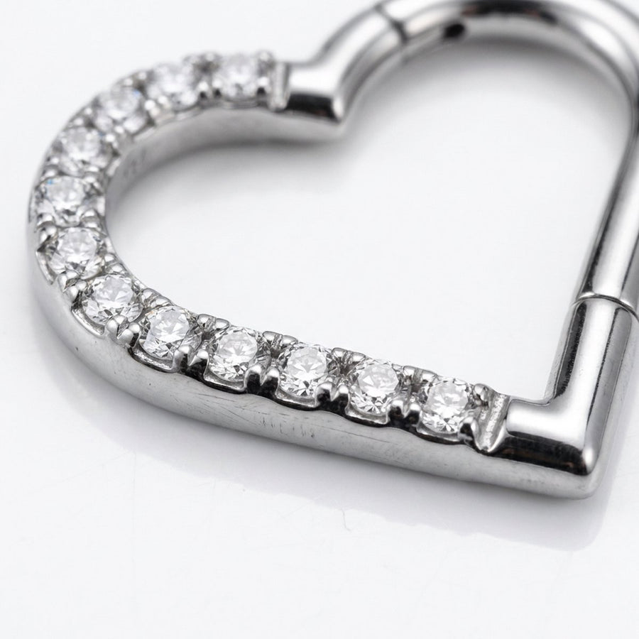 Piercing a cuore con zirconi in Acciaio Chirurgico 316L - Piercing per helix, daith, septum
