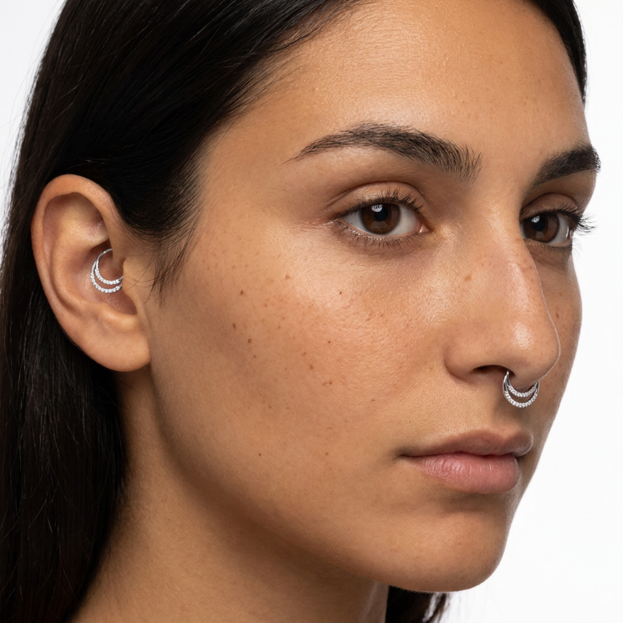 Piercing con zirconi in Acciaio Chirurgico 316L - Piercing per lobo, helix, daith, septum