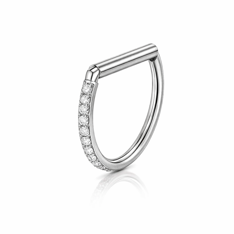 Piercing mezzo cerchio con zirconi in Acciaio Chirurgico 316L - Piercing per lobo, helix, daith, septum