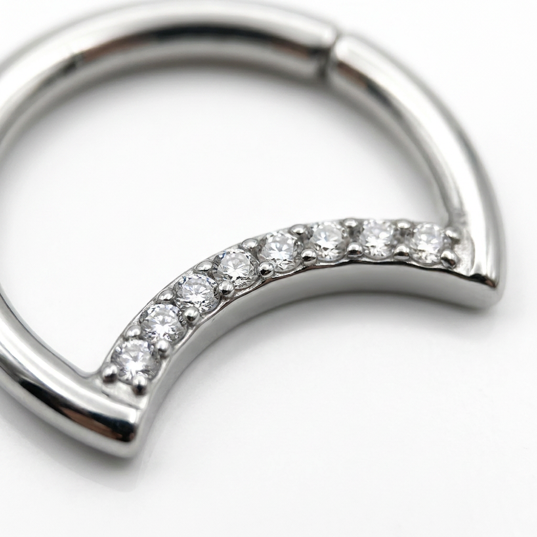 Piercing a forma di luna con zirconi in Acciaio Chirurgico 316L - Piercing per helix, daith, septum