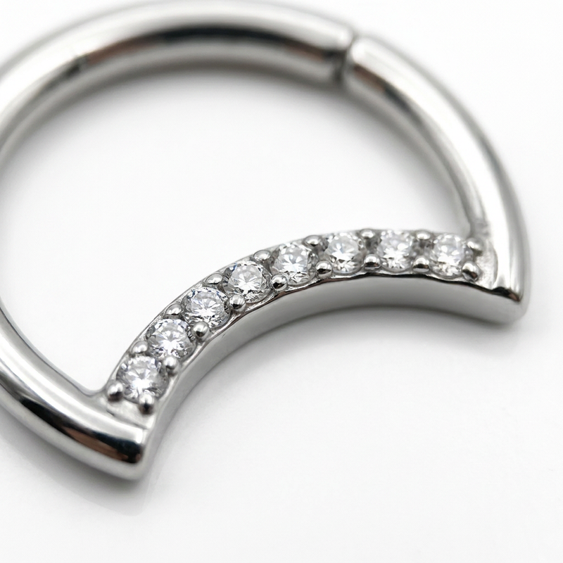 Piercing a forma di luna con zirconi in Acciaio Chirurgico 316L - Piercing per helix, daith, septum