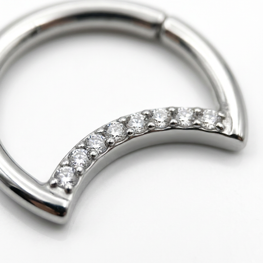 Piercing a forma di luna con zirconi in Acciaio Chirurgico 316L - Piercing per helix, daith, septum