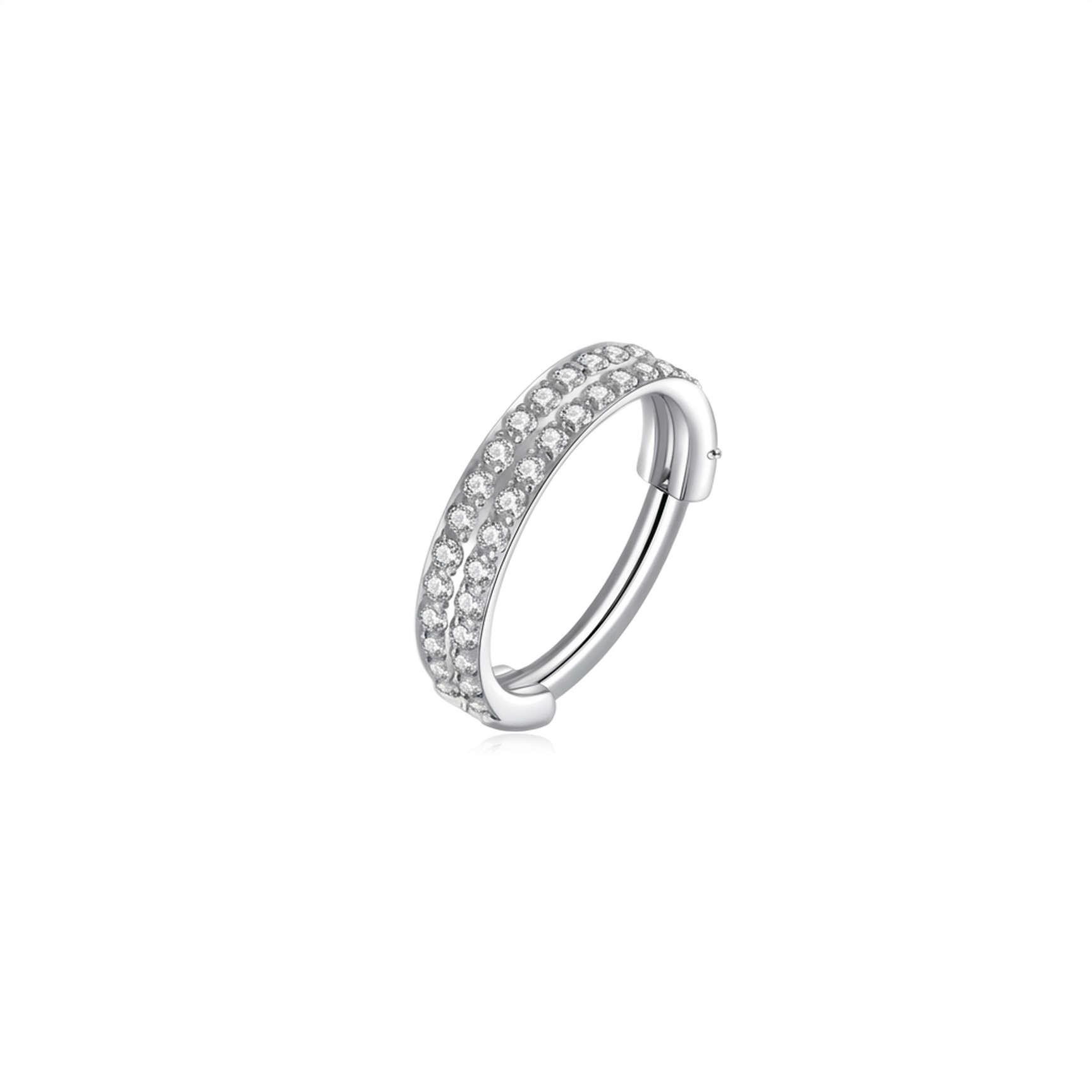 Cerchietto con doppia fascia di zirconi in Acciaio Chirurgico 316L - Piercing per lobo, helix, forward helix, conch, tragus, antitragus
