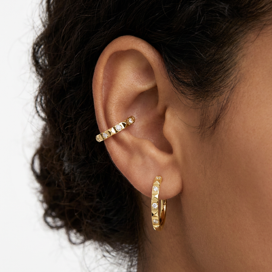 Cerchietto con zirconi alternati in Acciaio Chirurgico 316L - Piercing per lobo, helix, forward helix, conch, tragus, antitragus, rook