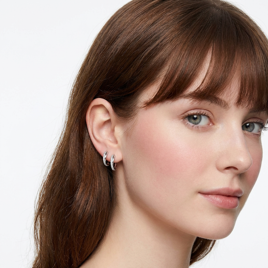 Cerchietto intrecciato con zirconi in Acciaio Chirurgico 316L - Piercing per lobo, helix, forward helix, conch, tragus, antitragus, rook