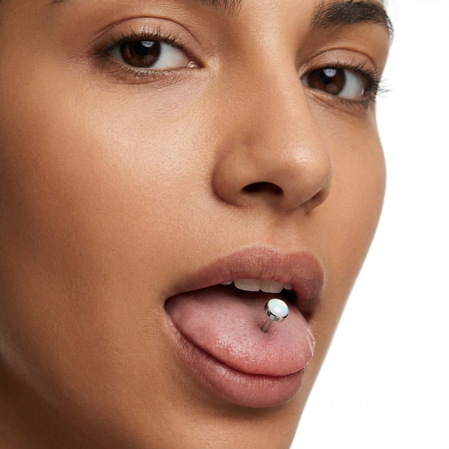 Piercing con sfera con opale in Titanio F136 - Piercing per lingua
