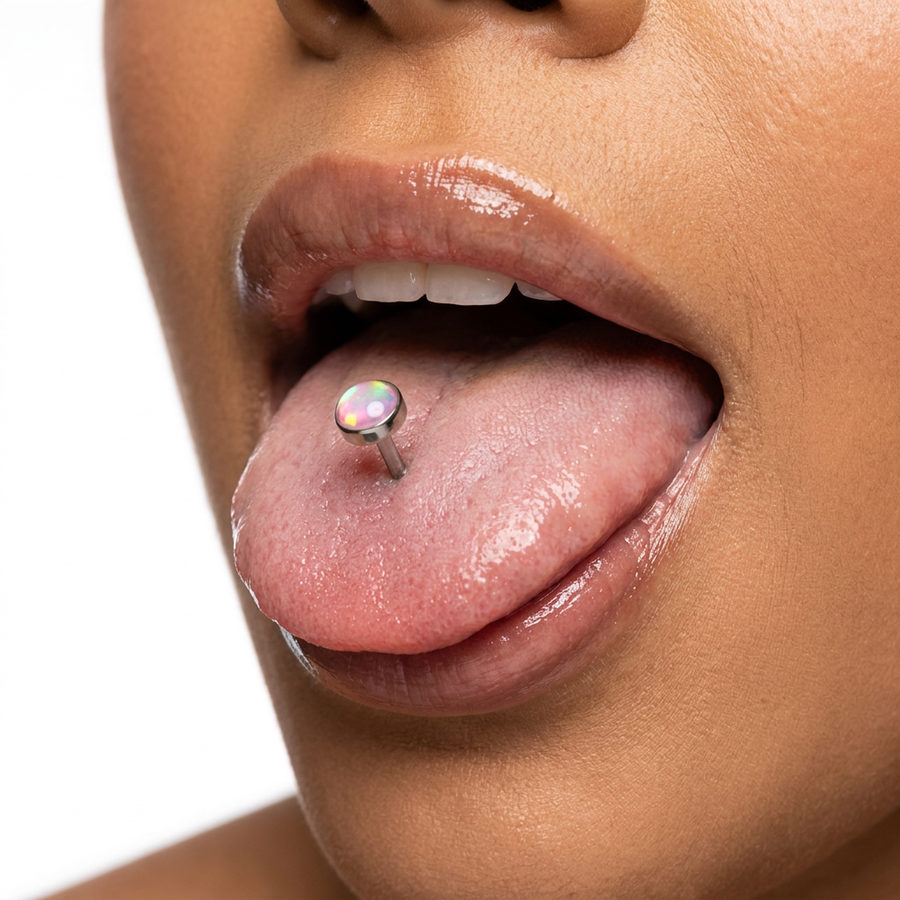 Piercing con sfera con opale in Titanio F136 - Piercing per lingua