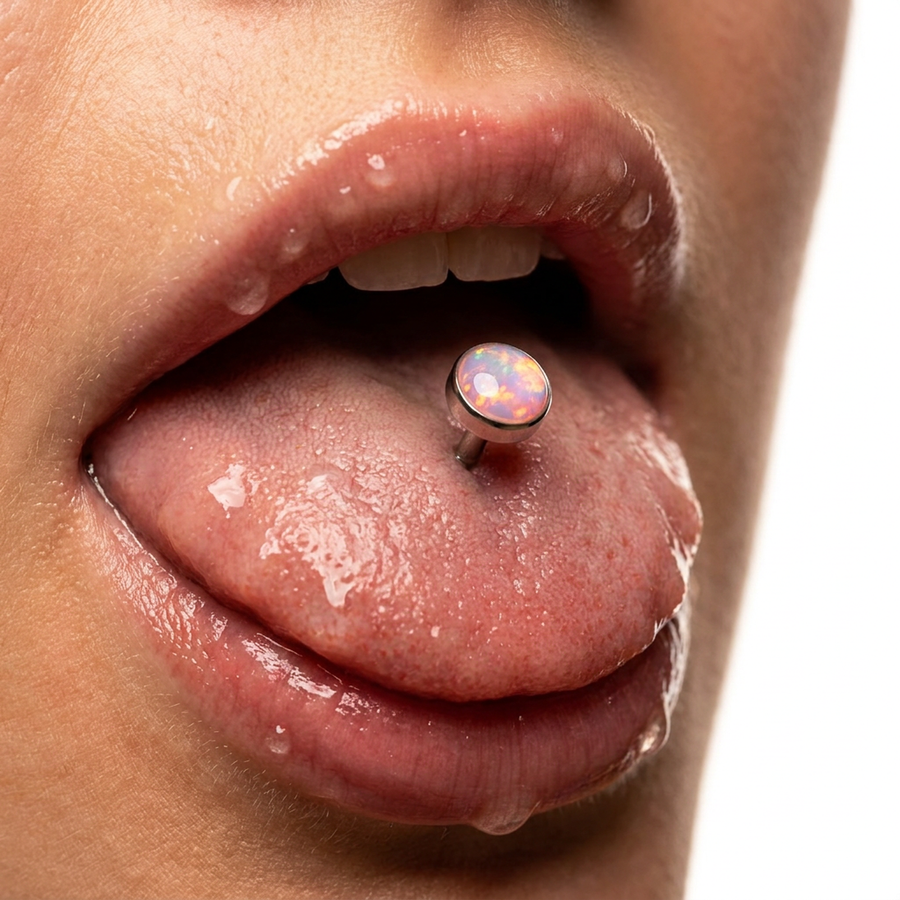 Piercing con sfera con opale in Titanio F136 - Piercing per lingua