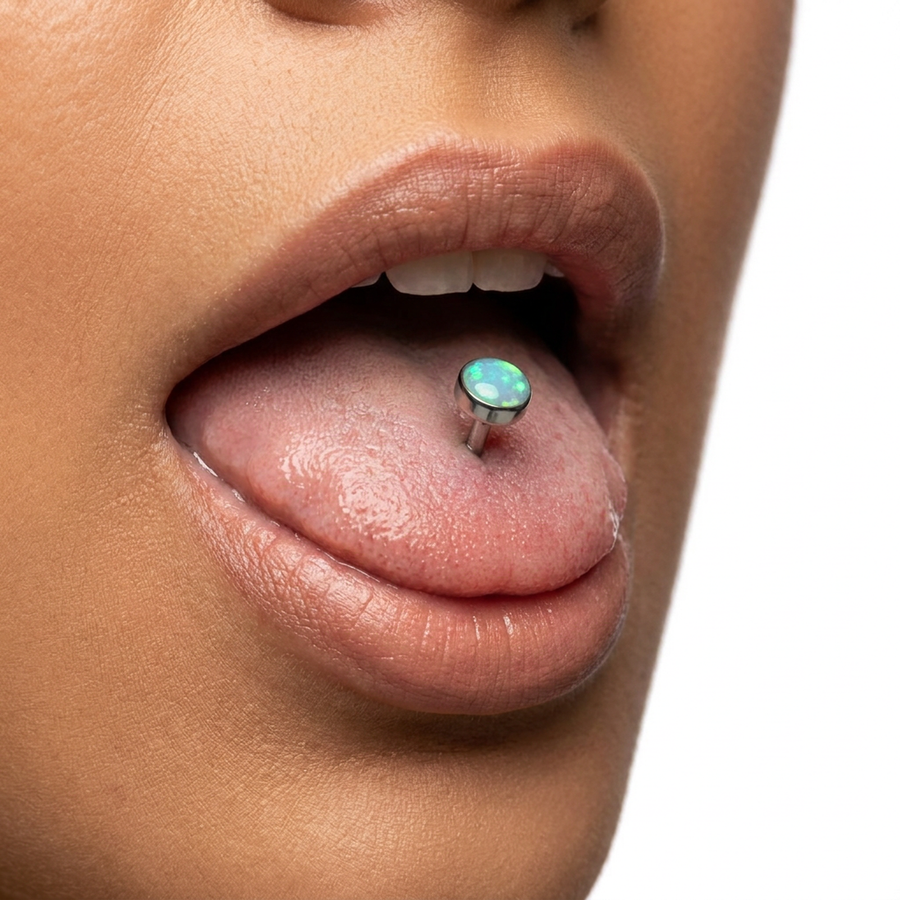 Piercing con sfera con opale in Titanio F136 - Piercing per lingua