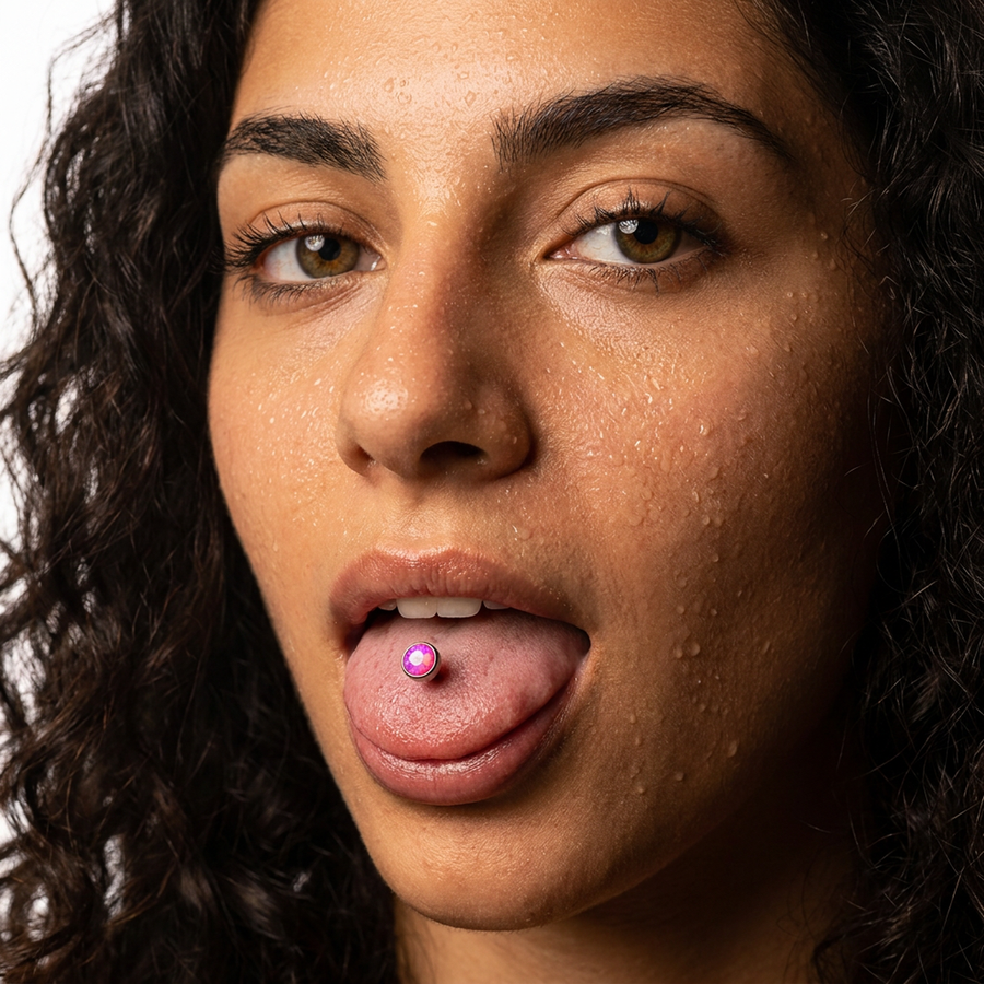 Piercing con sfera con opale in Titanio F136 - Piercing per lingua