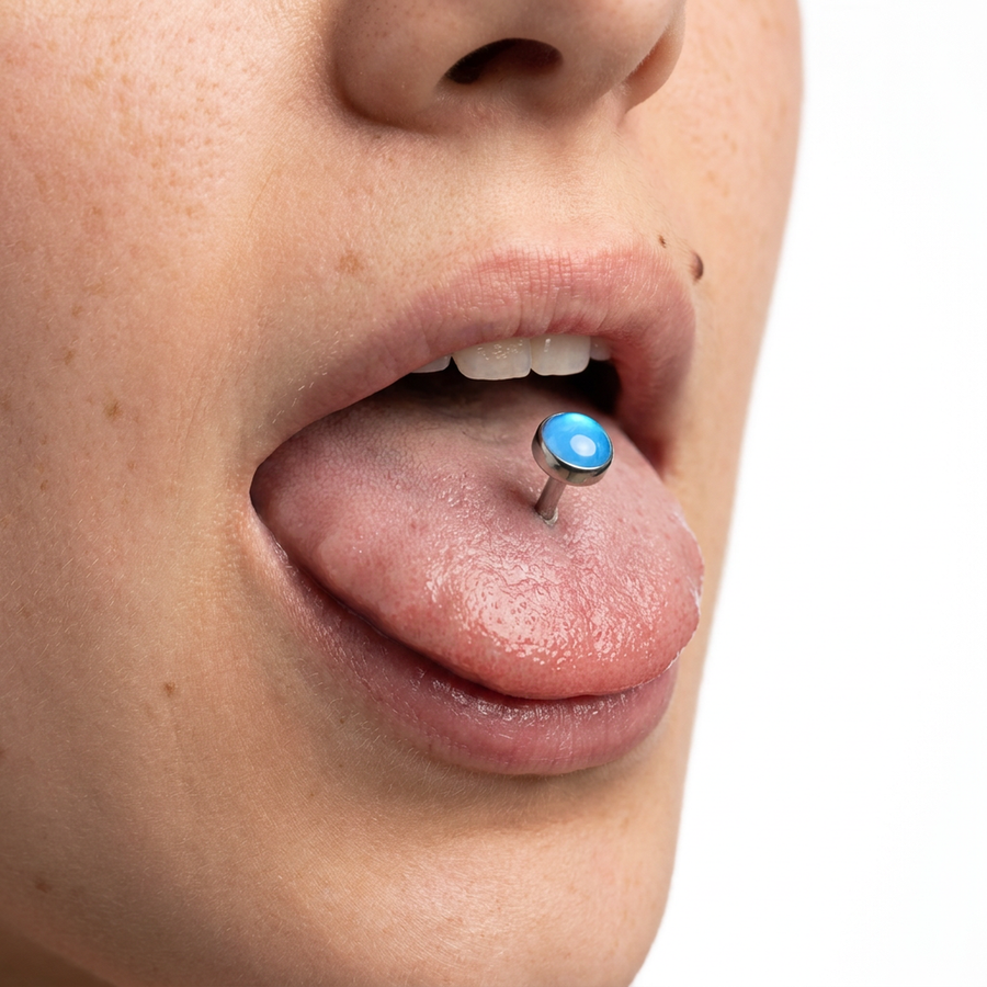Piercing con sfera con opale in Titanio F136 - Piercing per lingua