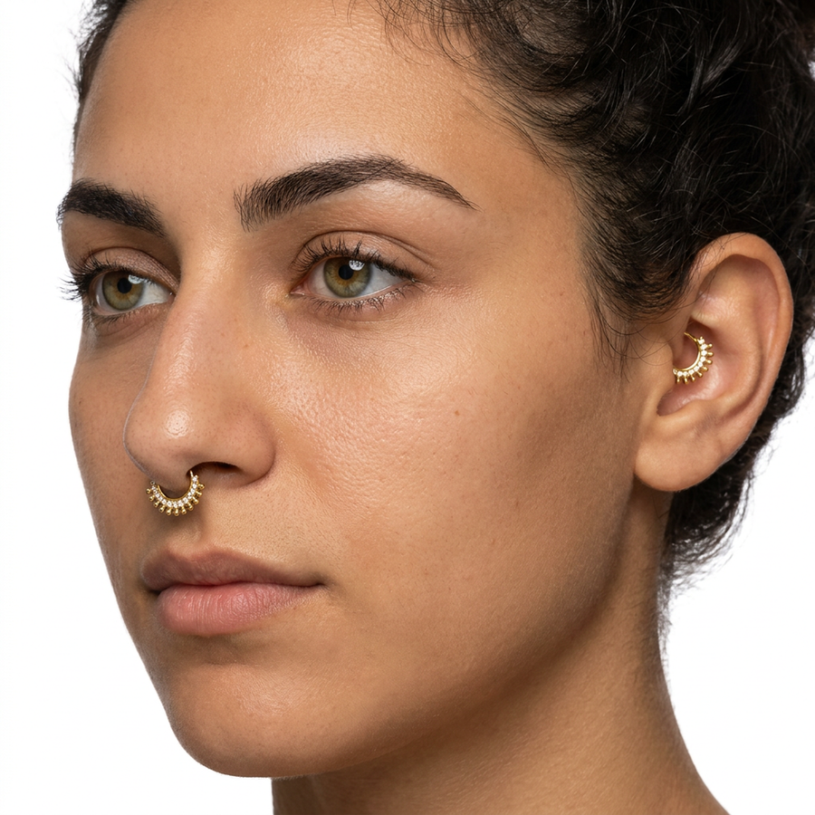 Piercing con zirconi in Acciaio Chirurgico 316L - Piercing per lobo, helix, daith, septum