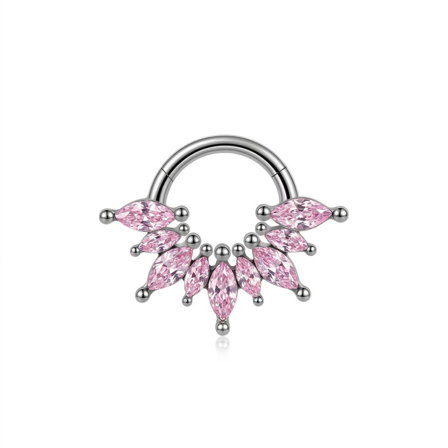 Piercing con petali di zirconi in Acciaio Chirurgico 316L - Piercing per lobo, helix, daith, septum