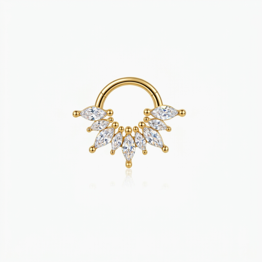 Piercing con petali di zirconi in Acciaio Chirurgico 316L - Piercing per lobo, helix, daith, septum