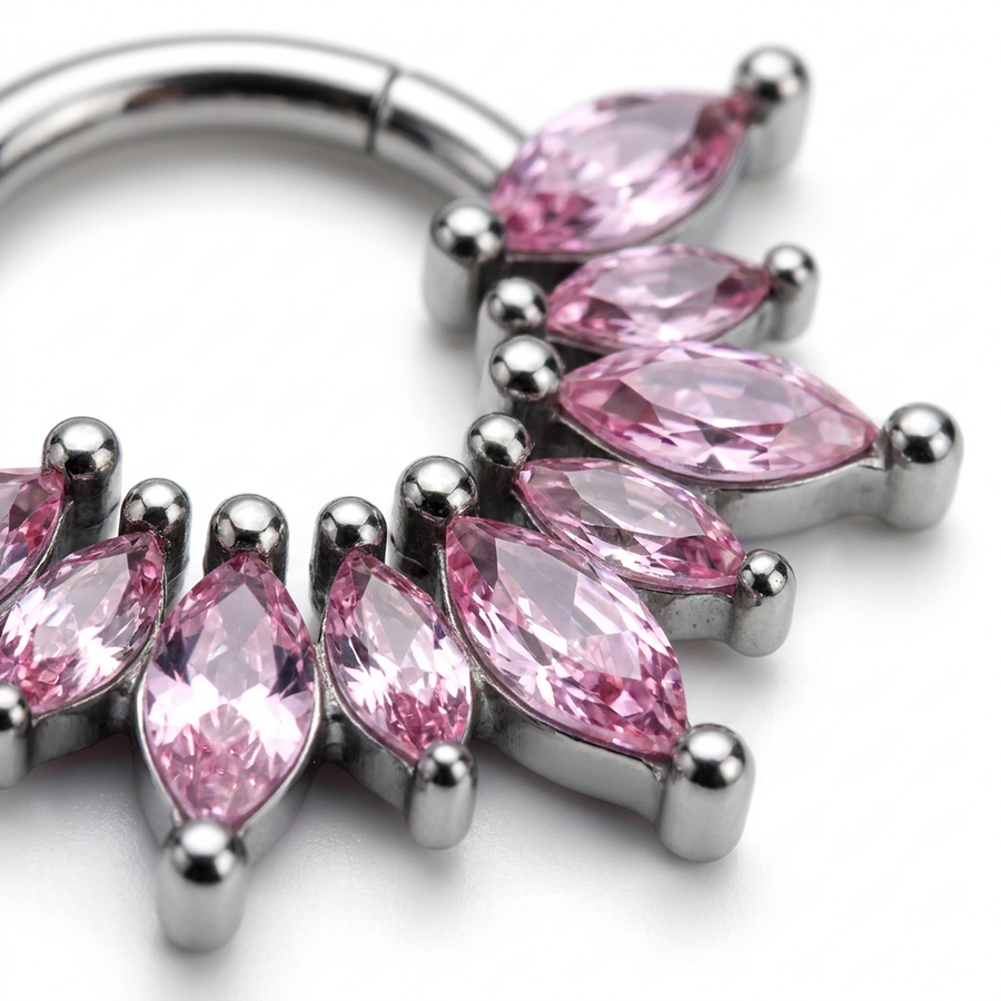 Piercing con petali di zirconi in Acciaio Chirurgico 316L - Piercing per lobo, helix, daith, septum
