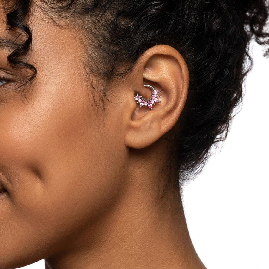 Piercing con petali di zirconi in Acciaio Chirurgico 316L - Piercing per lobo, helix, daith, septum