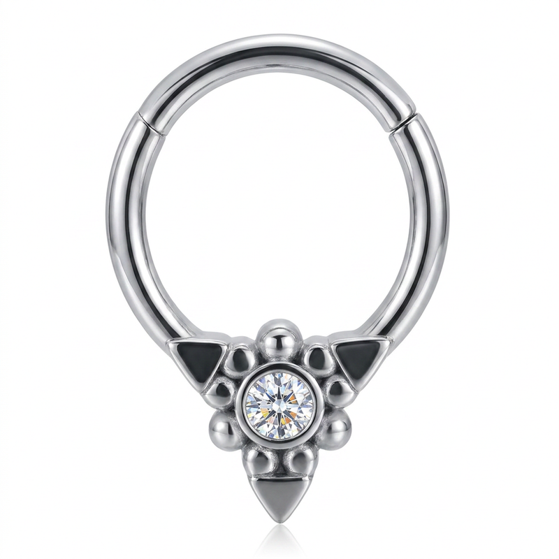 Piercing con punta e zircone in Acciaio Chirurgico 316L - Piercing per lobo, helix, daith, septum