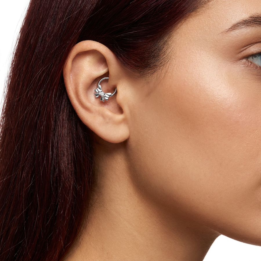 Piercing con fiocco in Acciaio Chirurgico 316L - Piercing per lobo, helix, daith, septum