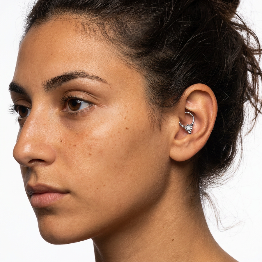Piercing con punta e zircone in Acciaio Chirurgico 316L - Piercing per lobo, helix, daith, septum