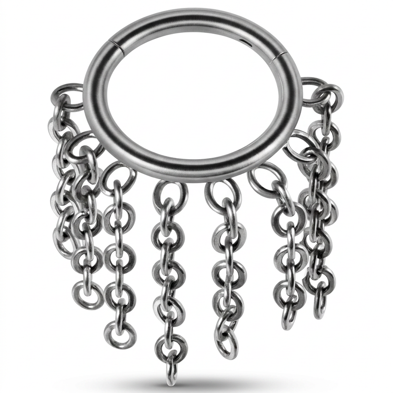 Piercing con catene pendenti in acciaio chirurgico 316L - Piercing per helix, daith, septum