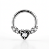 Piercing con cuore e zirconi in Acciaio Chirurgico 316L - Piercing per lobo, helix, daith, septum