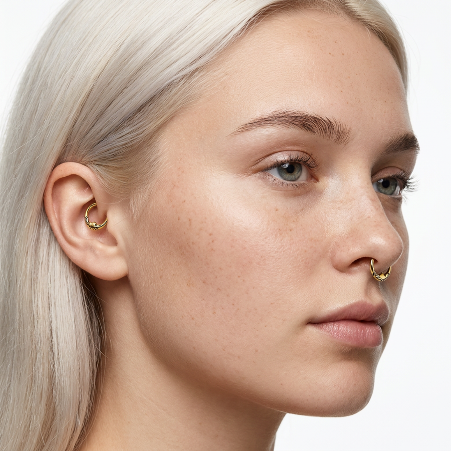 Piercing con luna in Acciaio Chirurgico 316L - Piercing per lobo, helix, daith, septum