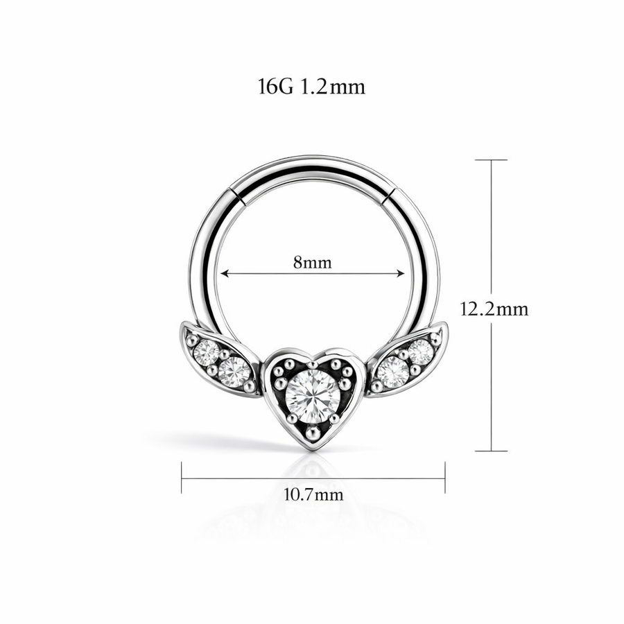 Piercing con cuore e zirconi in Acciaio Chirurgico 316L - Piercing per lobo, helix, daith, septum