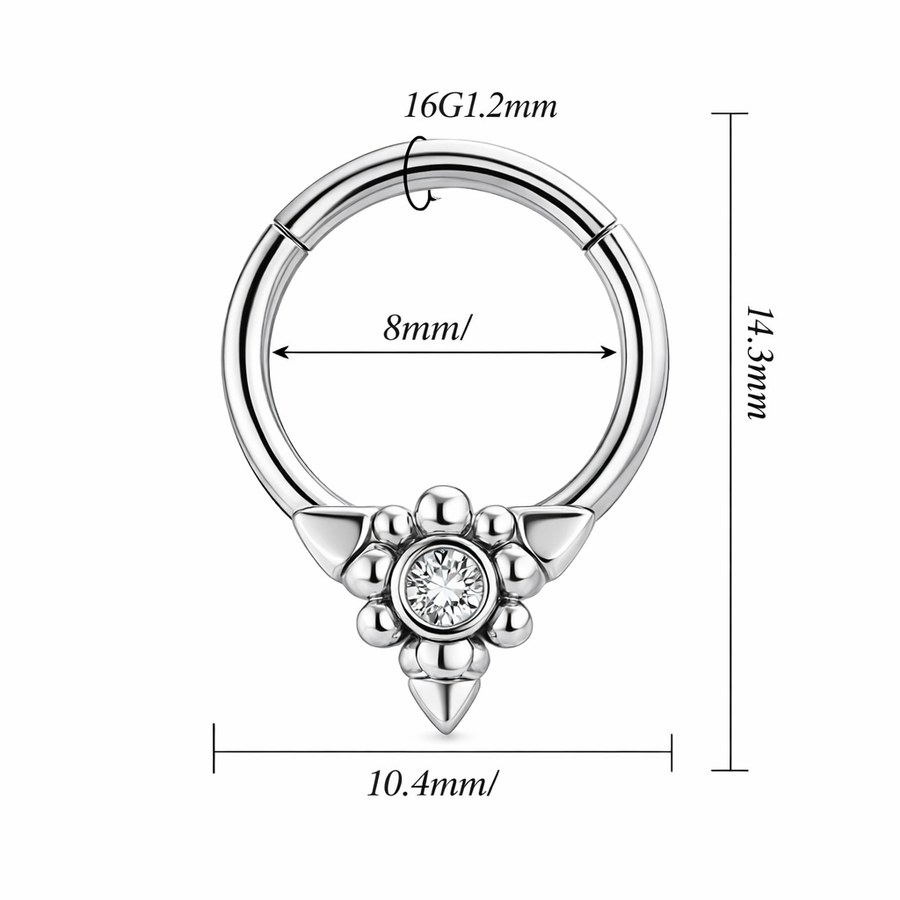 Piercing con punta e zircone in Acciaio Chirurgico 316L - Piercing per lobo, helix, daith, septum