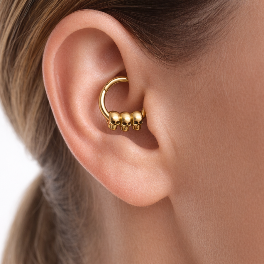 Piercing con teschi in Acciaio Chirurgico 316L - Piercing per lobo, helix, daith, septum