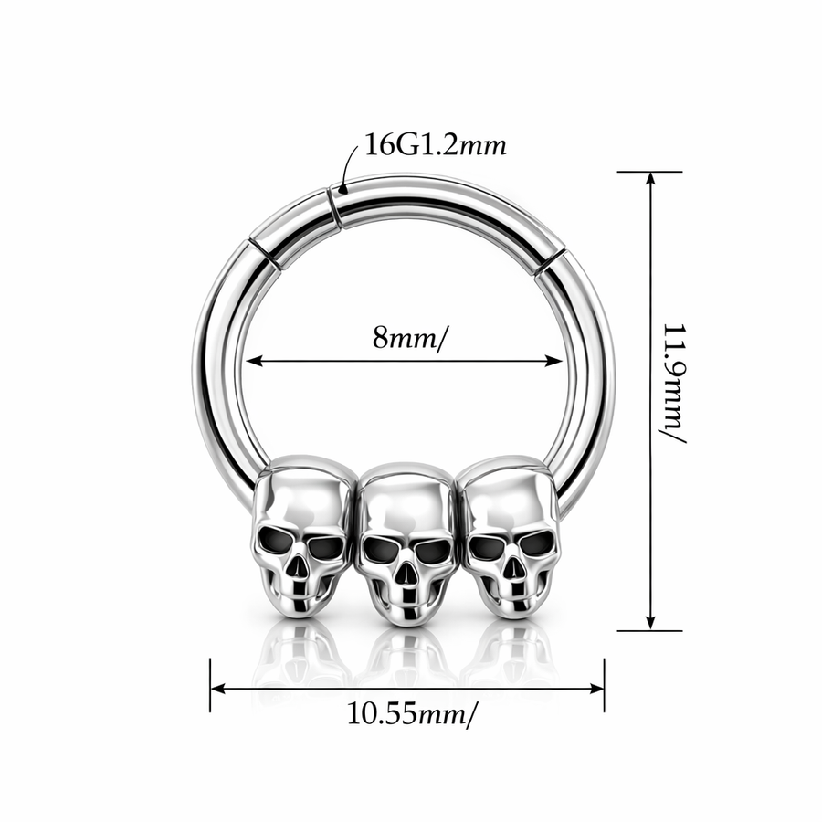 Piercing con teschi in Acciaio Chirurgico 316L - Piercing per lobo, helix, daith, septum