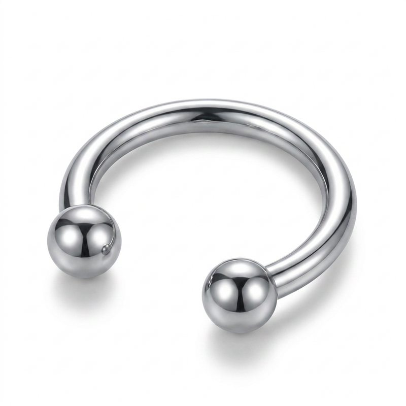 Piercing in acciaio chirurgico 316L con design a palline di colore argento