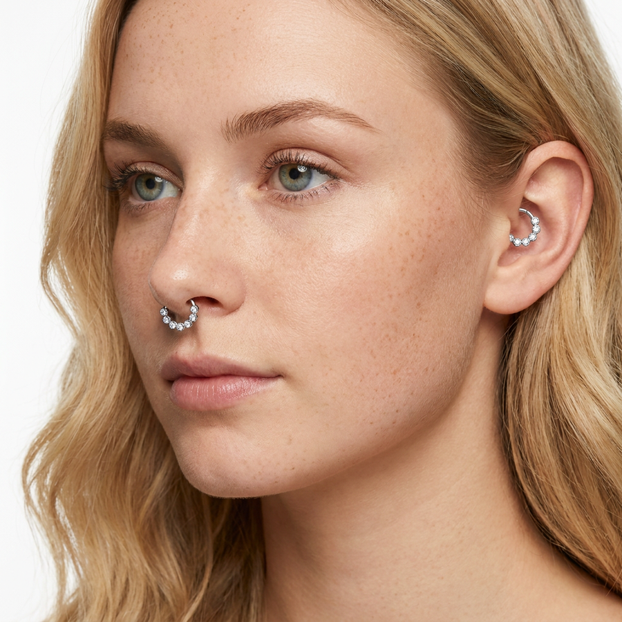 Piercing con zirconi in Acciaio Chirurgico 316L - Piercing per lobo, helix, daith, septum