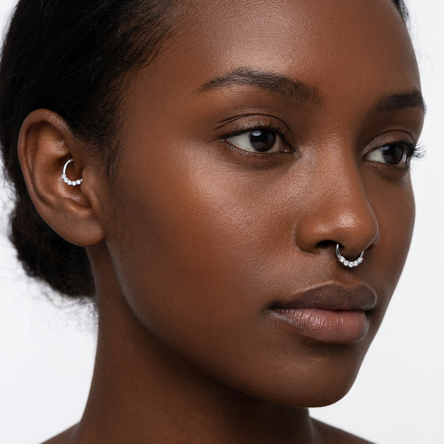 Piercing con zirconi in Acciaio Chirurgico 316L - Piercing per Lobo, helix, daith, septum