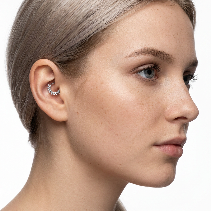 Piercing con zirconi in Acciaio Chirurgico 316L - Piercing per lobo, helix, daith, septum