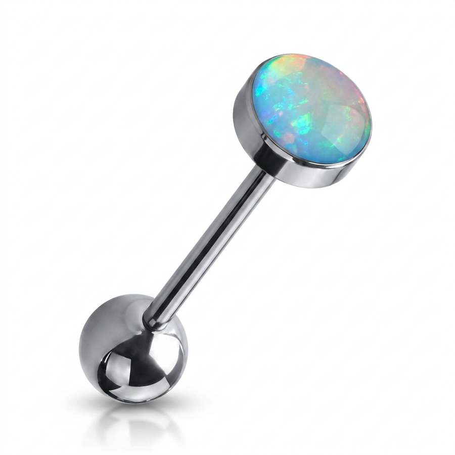 Piercing con sfera con opale in Titanio F136 - Piercing per lingua