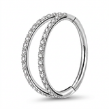 Cerchietto doppia fascia di zirconi in Acciaio Chirurgico 316L - Piercing per lobo, helix, forward helix, conch, tragus