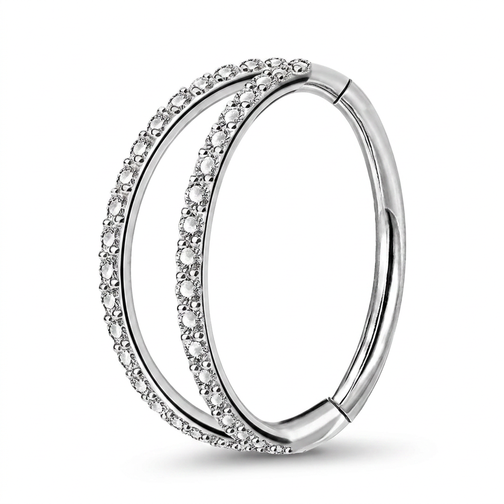 Cerchietto doppia fascia di zirconi in Acciaio Chirurgico 316L - Piercing per lobo, helix, forward helix, conch, tragus