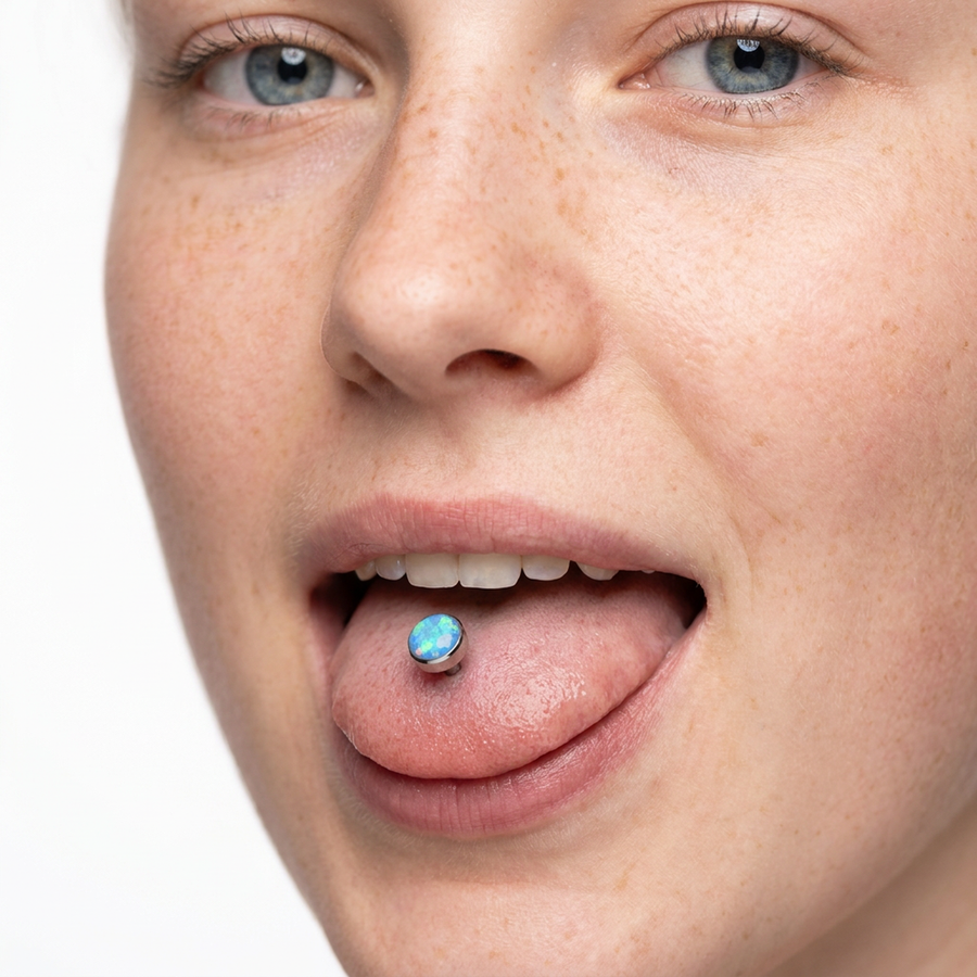 Piercing con sfera con opale in Titanio F136 - Piercing per lingua