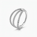 Piercing cerchietto con tre strisce di zirconi in Acciaio Chirurgico 316L - Piercing per lobo, helix, forward helix, conch, tragus