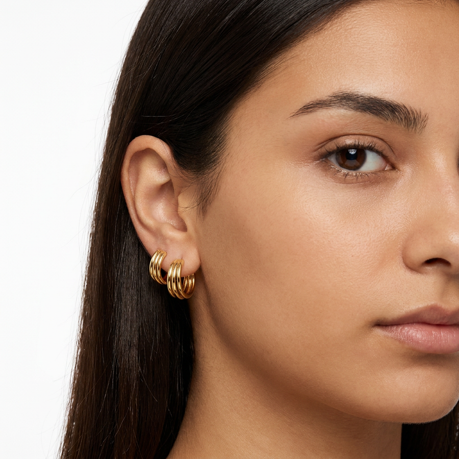 Cerchietto con tre fasce in Acciaio Chirurgico 316L - Piercing per lobo, helix, septum, daith