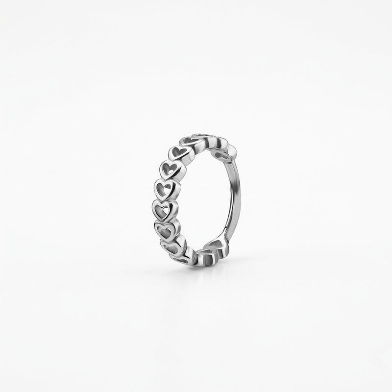 Cerchietto con cuoricini in Acciaio Chirurgico 316L - Piercing per lobo, helix, forward helix, conch, tragus, antitragus, rook
