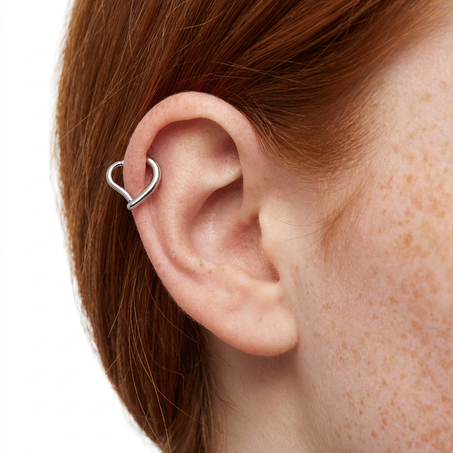 Piercing con cuore in Acciaio Chirurgico 316L - Piercing per Lobo, helix, daith, septum