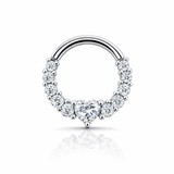 Piercing con zirconi e cuore in Acciaio Chirurgico 316L - Piercing per lobo, helix, daith, septum