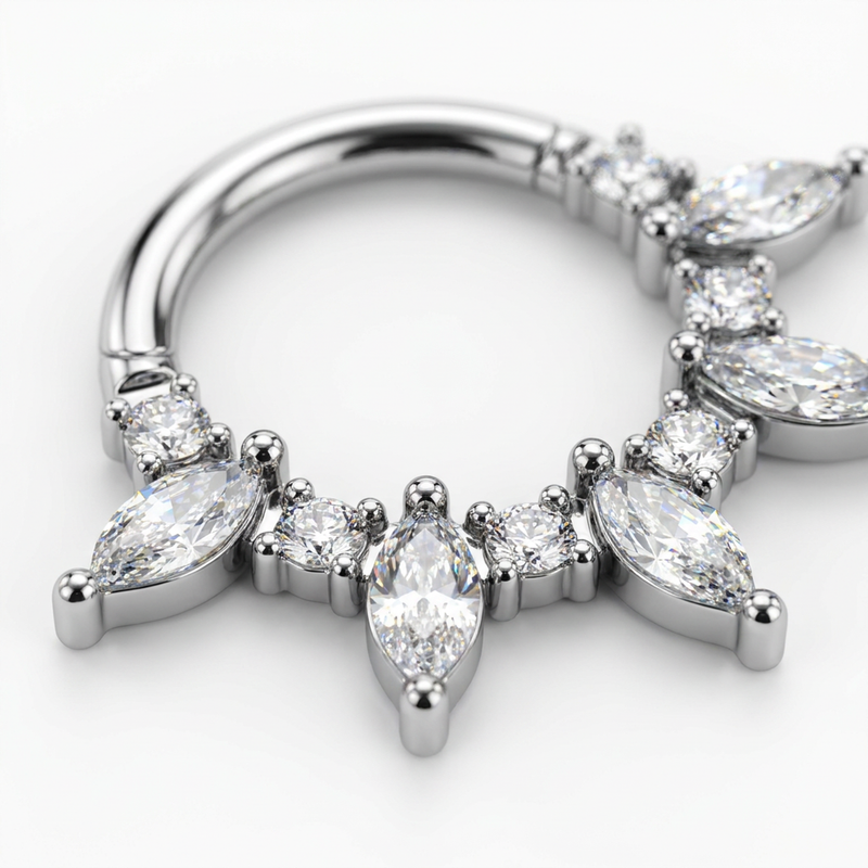 Piercing con zirconi e punte in Acciaio Chirurgico 316L - Piercing per lobo, helix, daith, septum